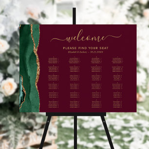 Emerald Green Agate Burgundy Wedding Seating Foam Board