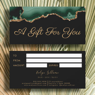 emerald green agate gift certificate