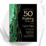 Emerald Green Agate Gold Black 50th Birthday Invitation<br><div class="desc">Emerald green,  black and gold agate 50th birthday party invitation. Elegant modern design featuring green watercolor agate marble geode background,  faux glitter gold and typography script font. Trendy invite card perfect for a stylish women's bday celebration. Printed Zazzle invitations or instant download digital printable template.</div>