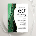 Emerald Green Agate Gold White 60th Birthday Invitation<br><div class="desc">Emerald green,  white and gold agate 60th birthday party invitation. Elegant modern design featuring watercolor agate marble geode background,  faux glitter gold and typography script font. Trendy invite card perfect for a stylish women's bday celebration. Printed Zazzle invitations or instant download digital printable template.</div>