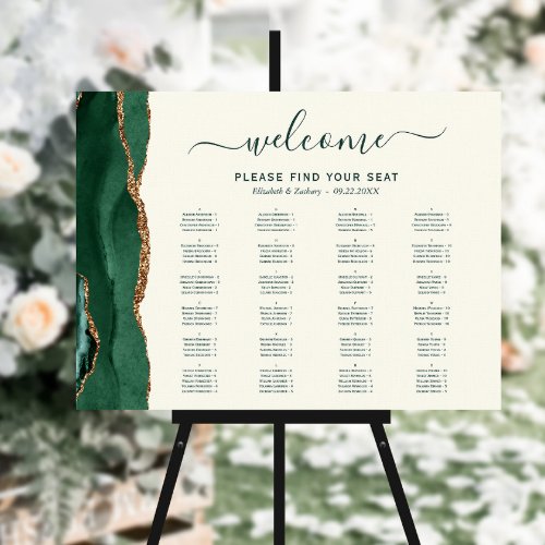 Emerald Green Agate Ivory Wedding Seating Foam Board