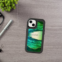 Emerald green agate marble name script