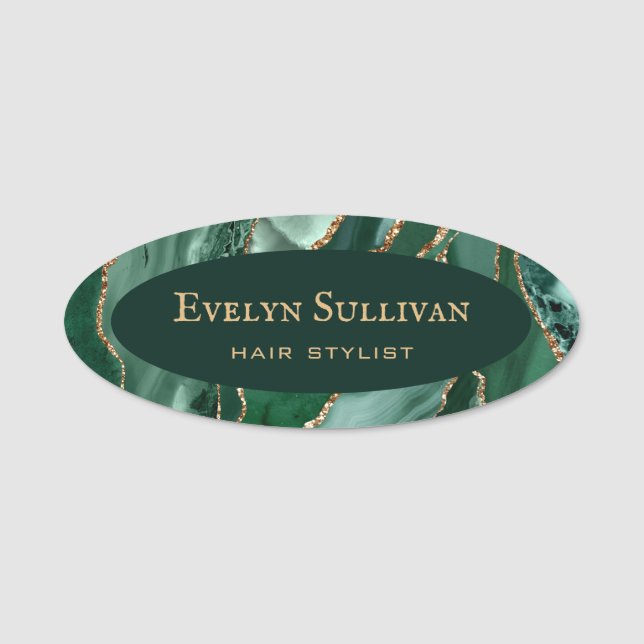 emerald green Agate Name Tag (Front)
