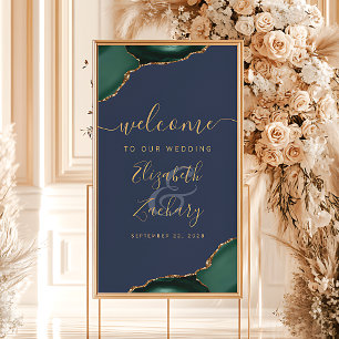 Emerald Green Agate Navy 32x48 Wedding Welcome Poster