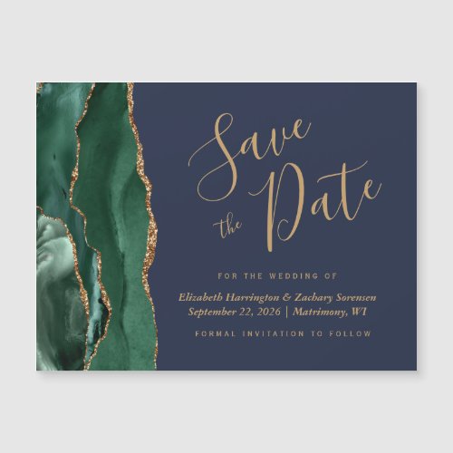 Emerald Green Agate Navy Wedding Save the Date