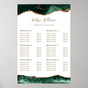 Emerald Green Agate on White Price List Poster