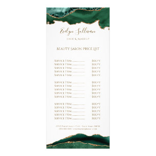 emerald green agate on white price list  rack card