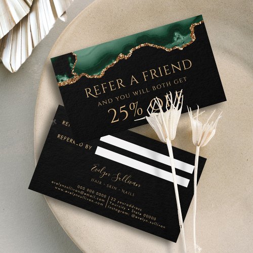 emerald green agate Referral Card