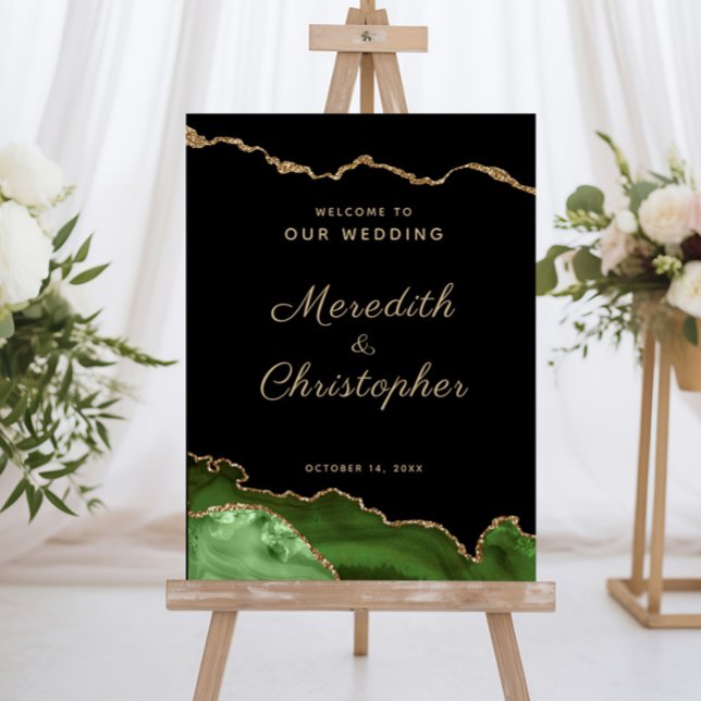 Emerald Green Agate Welcome Wedding Foam Board (Creator Uploaded)