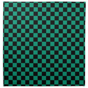 Emerald Green and Black Checkerboard Squares Napkin