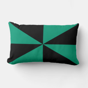 Emerald Green and Black Pinwheel Lumbar Pillow