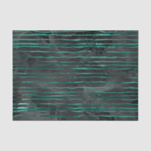 Emerald Green and Black Striped Pattern Tissue Paper