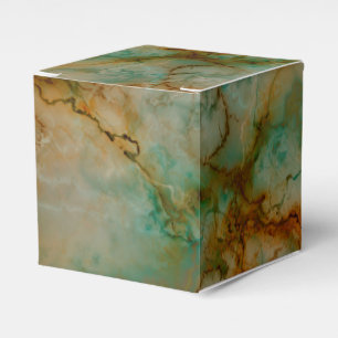 Emerald Green and Copper Gold Marble Favor Boxes