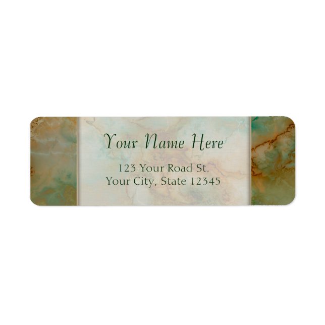 Emerald Green and Copper Gold Marble Label (Front)