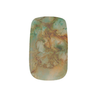 Emerald Green and Copper Gold Marble Minx Nail Art