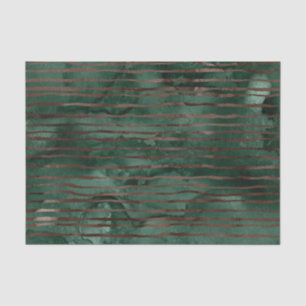 Emerald Green and Copper Striped Pattern Tissue Paper