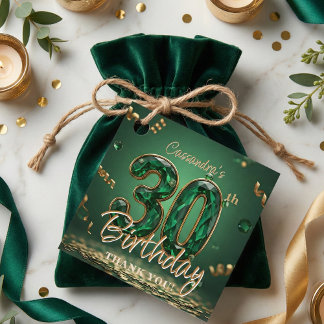 Emerald Green and Gold 30th Birthday Thank You Favor Tags