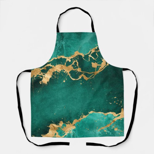 Emerald Green and Gold abstract Apron