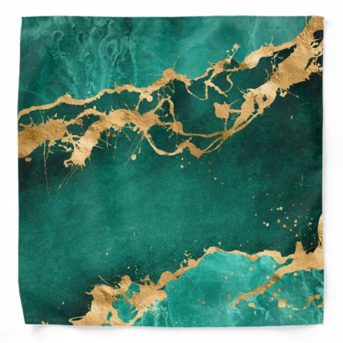 Emerald Green and Gold abstract Bandana