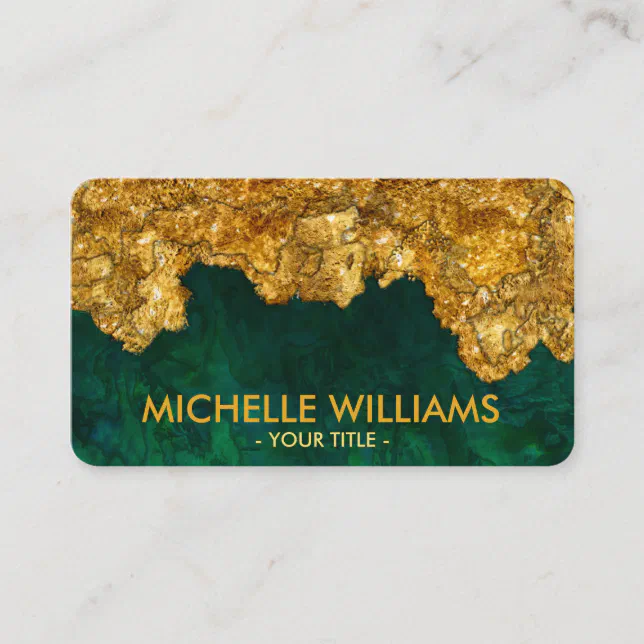 Emerald Green and gold Abstract Business Card | Zazzle