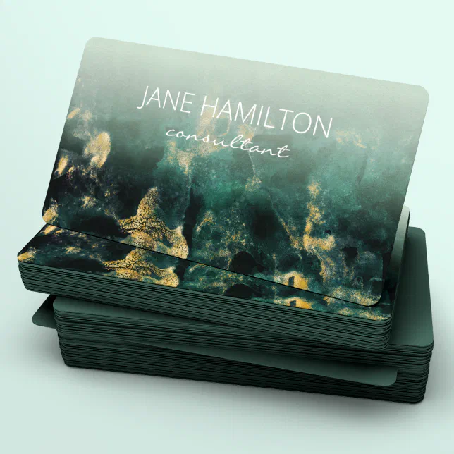 Emerald Green and Gold Abstract Business Card | Zazzle