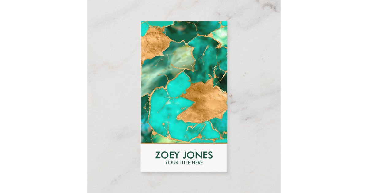Emerald Green and Gold abstract Business Card | Zazzle