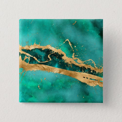 Emerald Green and Gold abstract Button