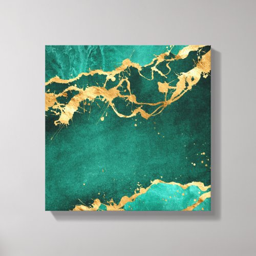 Emerald Green and Gold abstract Canvas Print