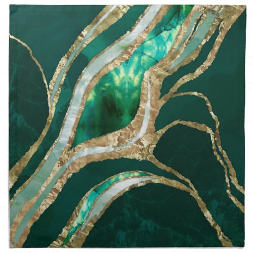 Emerald Green and Gold abstract Cloth Napkin