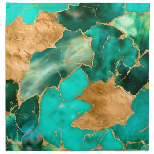 Emerald Green and Gold abstract Cloth Napkin
