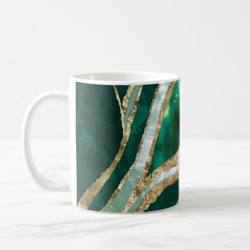 Emerald Green and Gold abstract Coffee Mug