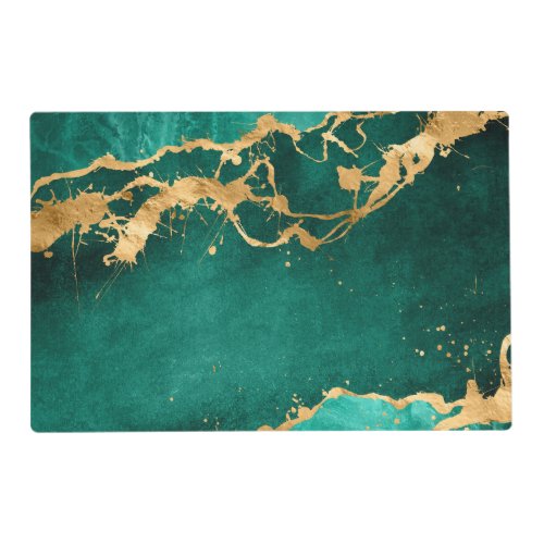 Emerald Green and Gold abstract Placemat