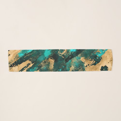 Emerald Green and Gold abstract Scarf
