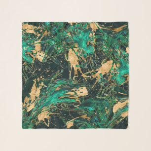 Emerald Green and Gold abstract Scarf