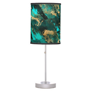 Emerald Green and Gold abstract Table Lamp