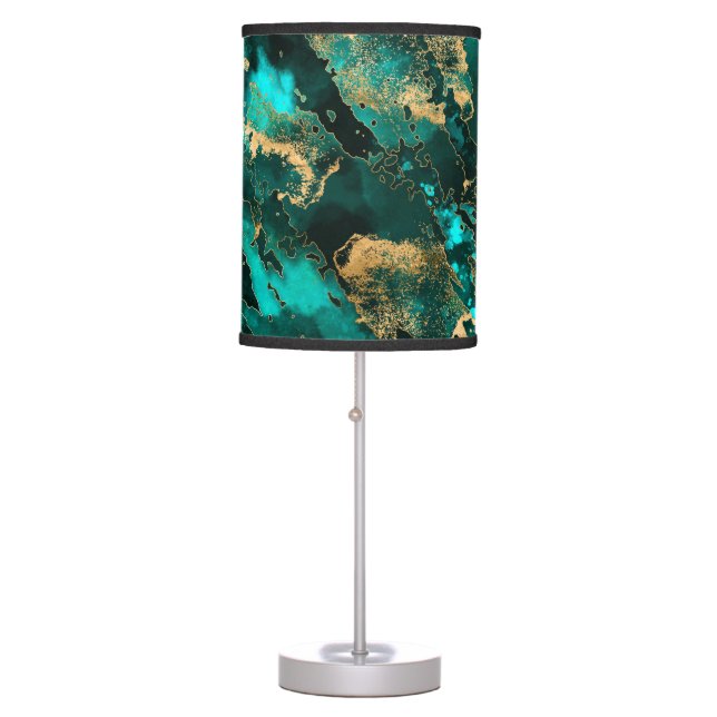 Emerald Green and Gold abstract Table Lamp (Front)