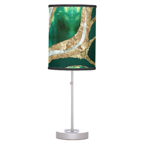 Emerald Green and Gold abstract Table Lamp