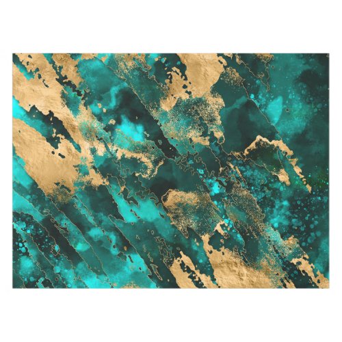 Emerald Green and Gold abstract Tablecloth