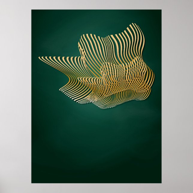 Emerald Green and Gold Abstract Wall Art (Front)