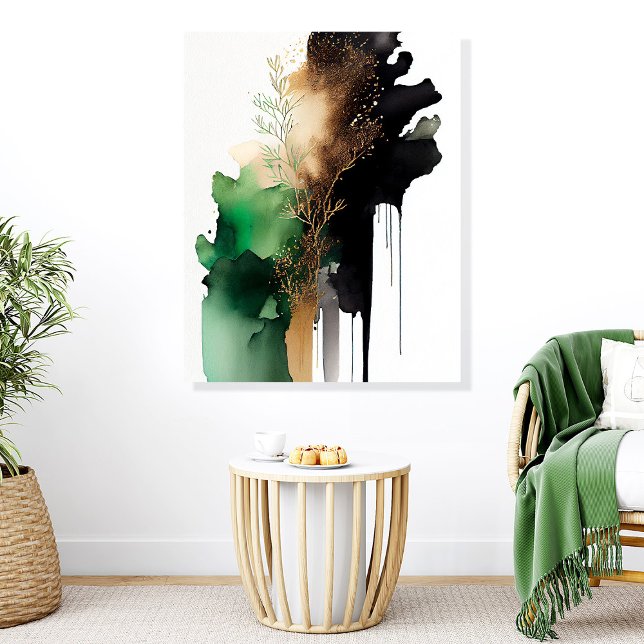 Emerald Green and Gold Abstract Wall Art Acrylic Photo Tile (Creator Uploaded)