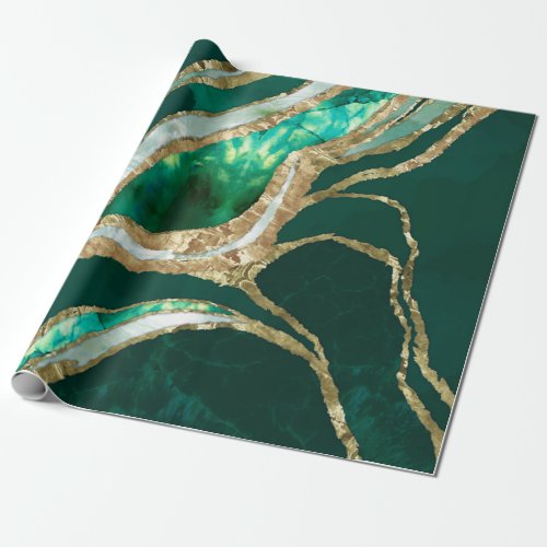 Emerald Green and Gold abstract Wrapping Paper