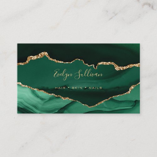 emerald green and gold agate business card