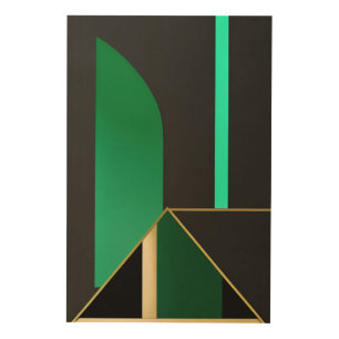 Emerald Green and Gold Art Deco Geometric Abstract