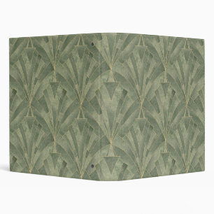 Emerald Green and Gold Art Deco Pattern 3 Ring Binder