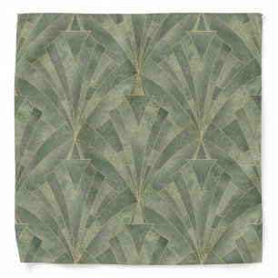Emerald Green and Gold Art Deco Pattern Bandana