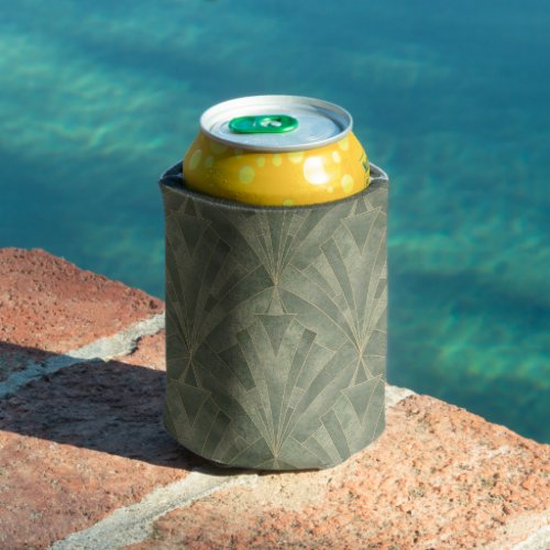 Emerald Green and Gold Art Deco Pattern Can Cooler