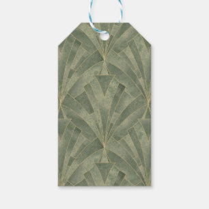 Emerald Green and Gold Art Deco Pattern Gift Tags