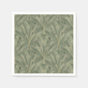 Emerald Green and Gold Art Deco Pattern Napkins