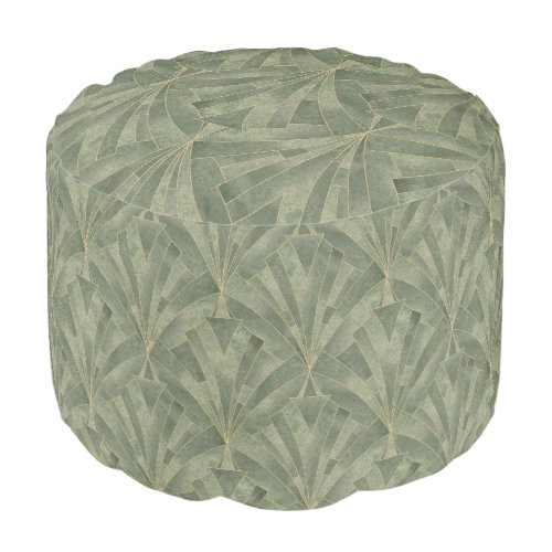 Emerald Green and Gold Art Deco Pattern Pouf