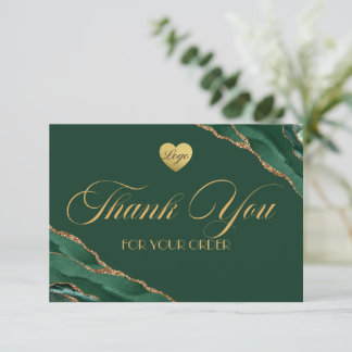 Emerald Green and Gold Business Thank You Card